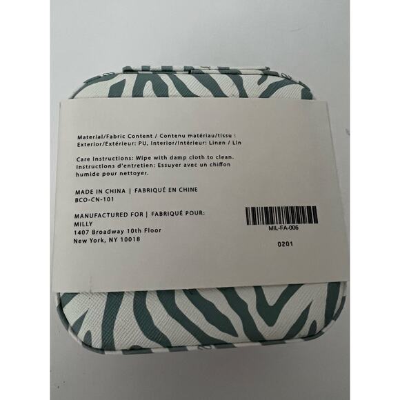 NEW Milly Zip-Around Jewelry Case Blue White Zebra | Compact Travel Organizer - Picture 5 of 6